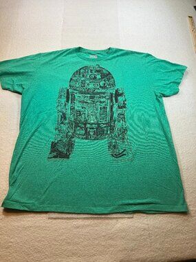 Star Wars R2-D2 Graphic Tee Short Sleeve Green Cotton Blend Size XXL
